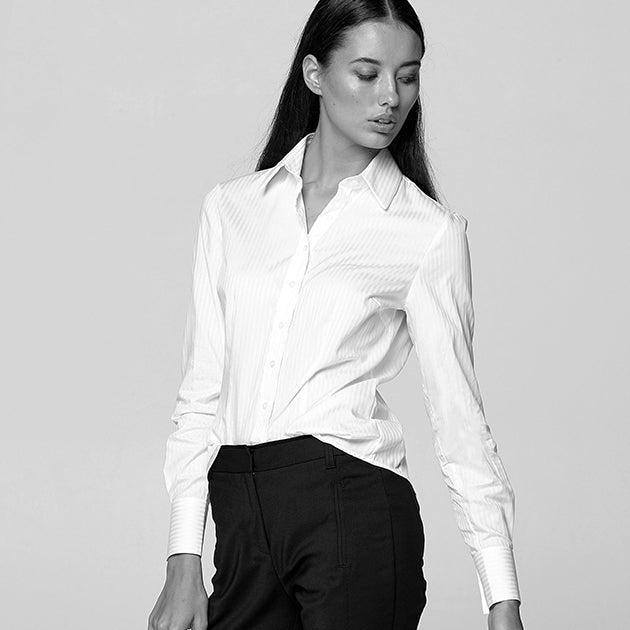 Woman wearing white business shirt