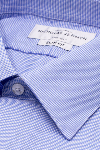 Luxury Houndstooth Blue  - Slim Fit