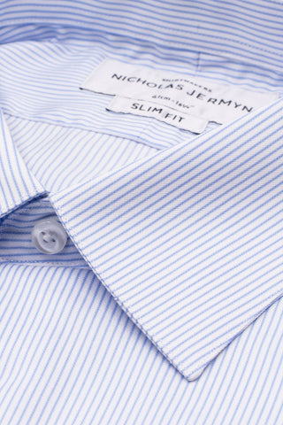 Suffolk Stripe Blue  - Slim Fit - Single Cuff