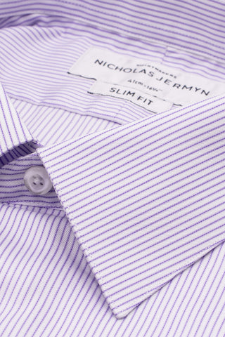 Suffolk Stripe Purple  - Slim Fit - Single Cuff