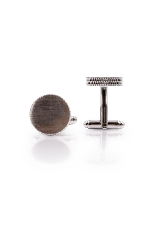 Bevelled Circle Cufflinks - Silver
