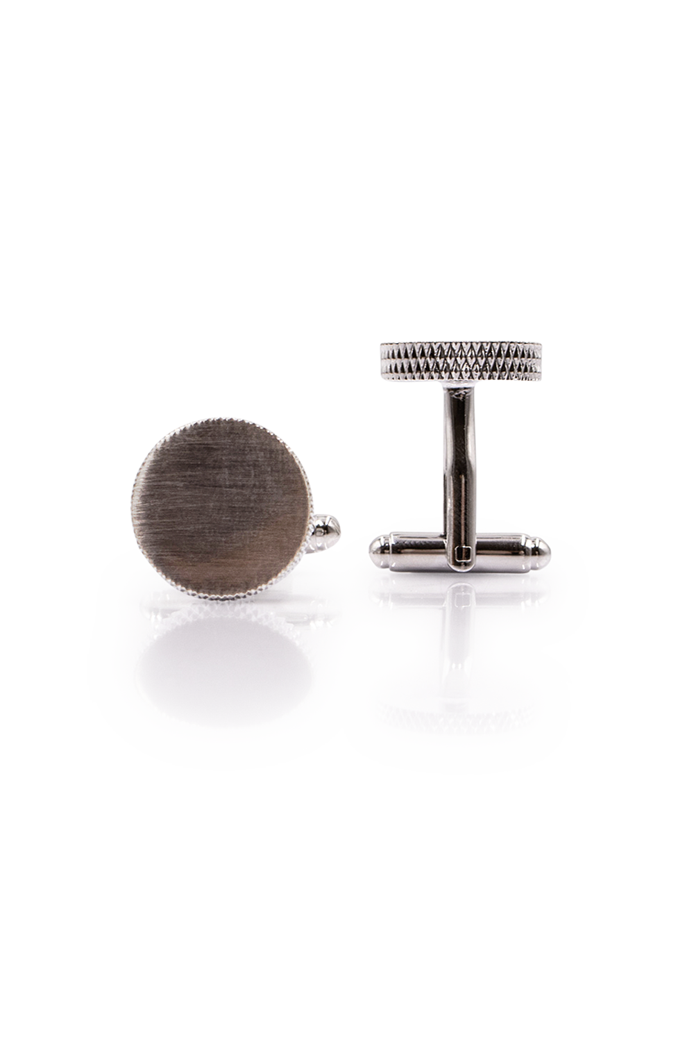 Bevelled Circle Cufflinks - Silver