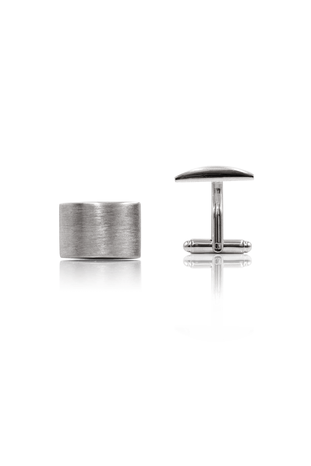 Curved Rectangular Cufflinks - Brushed Silver