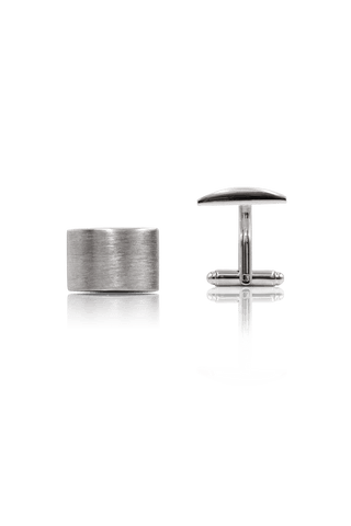 Curved Rectangular Cufflinks - Brushed Silver