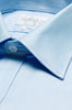 Collar of  Herringbone Super Slim Blue Single Cuff