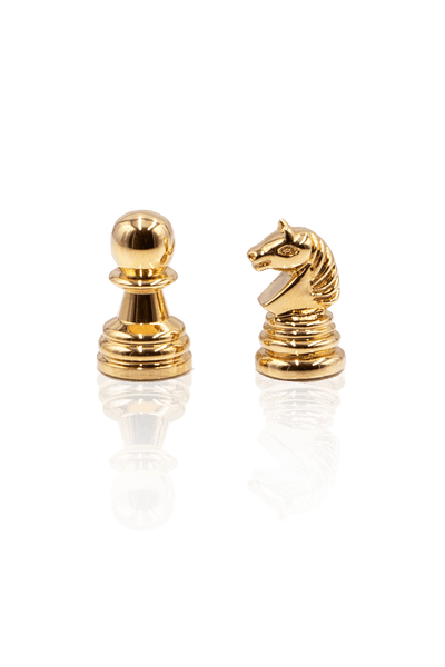 Knight and Pawn Cufflinks - Gold