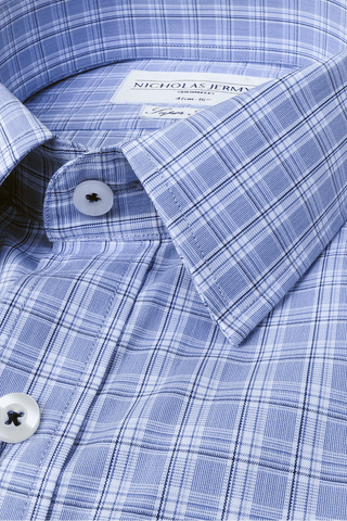 Collar of Lawrence Check Super Slim Double Cuff Men's Business Shirt