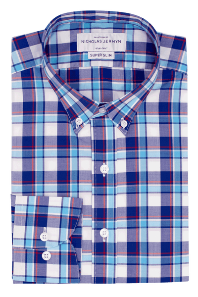 Gibbston Plaid Blue - Super Slim