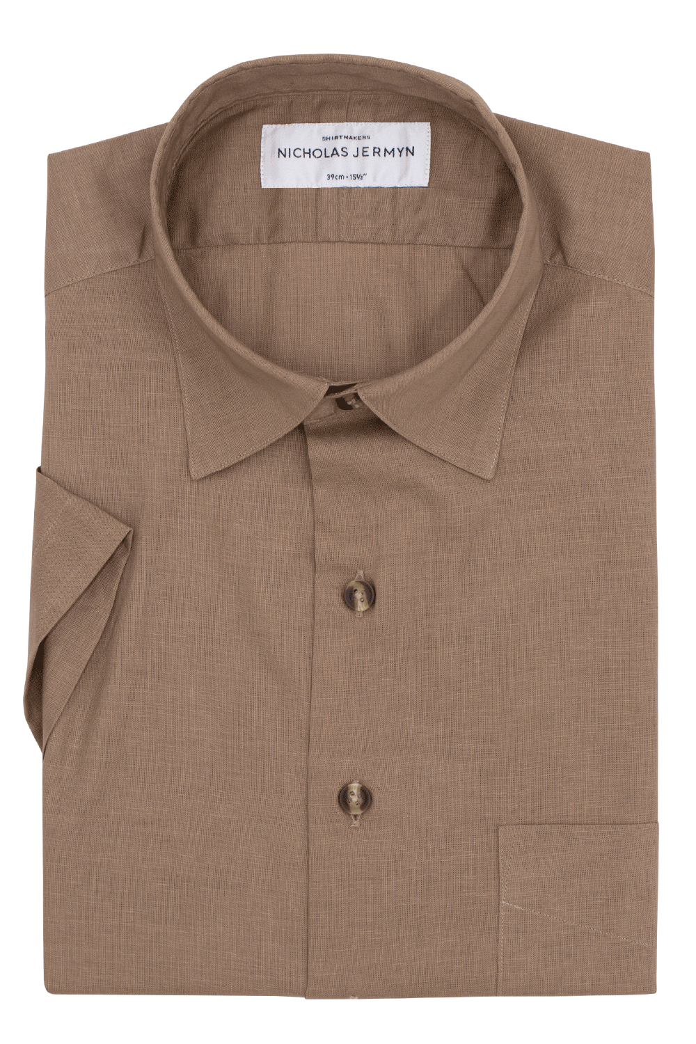 Farlow Linen Taupe - Short Sleeved - Super Slim