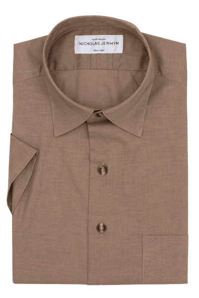 Farlow Linen Taupe - Short Sleeved - Super Slim