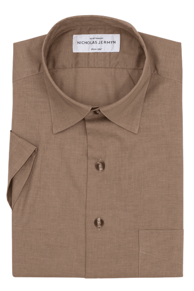 Farlow Linen Taupe - Short Sleeved - Slim Fit