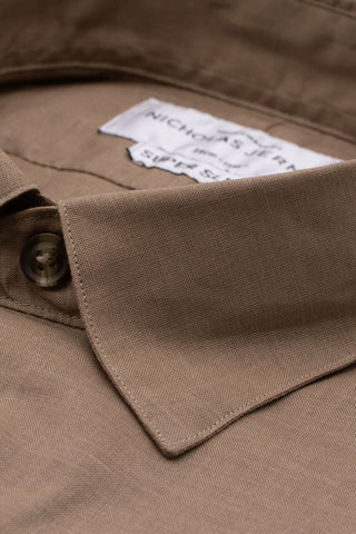 Farlow Linen Taupe - Short Sleeved - Slim Fit