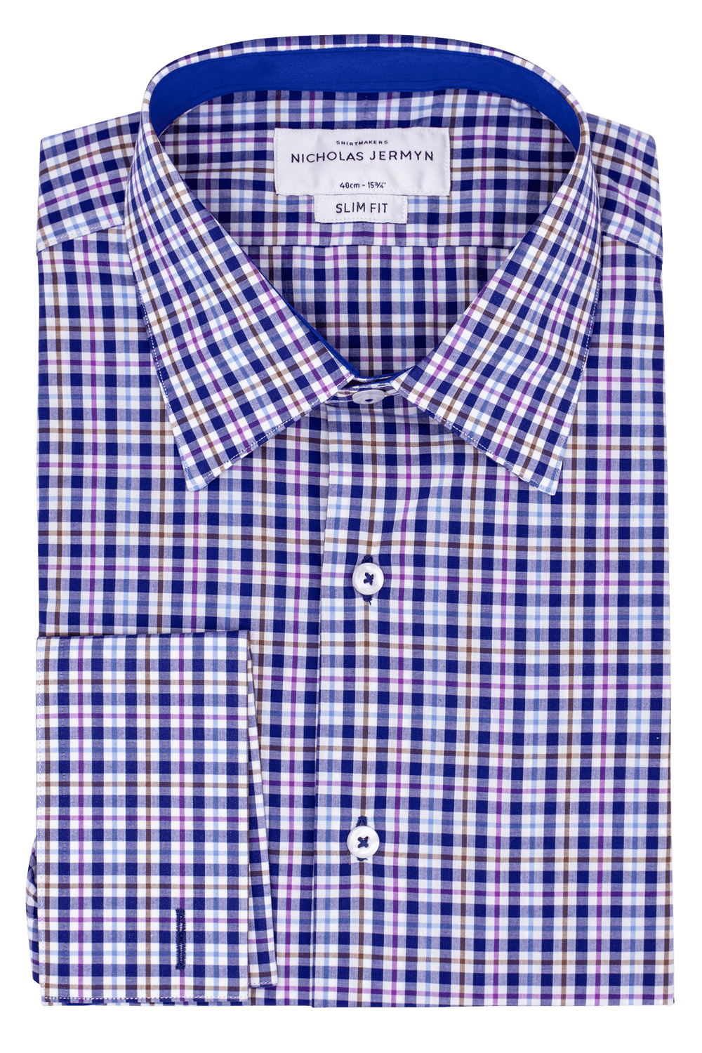 Mackelvie Check Indigo - Slim Fit - Double Cuff