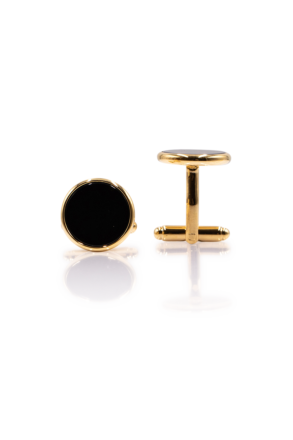 Round Ebony Cufflinks - Gold