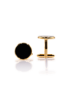 Round Ebony Cufflinks - Gold