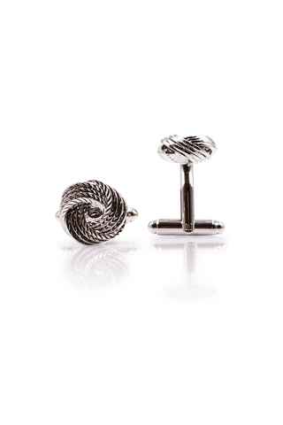 Textured Knot Cufflinks - Silver