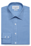 Gingham Super Slim Blue Single Cuff Men's Business Shirt